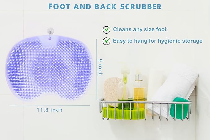1 Pcs Convenient in Shower Foot Scrubber Wall-Mounted Silicone Foot Scrubber Shower with Suction Cups, Foot Scrubbers for Use in Shower, Only Stick on Glass Surfaces, Foot Scrubber Mat 1 Hook Included