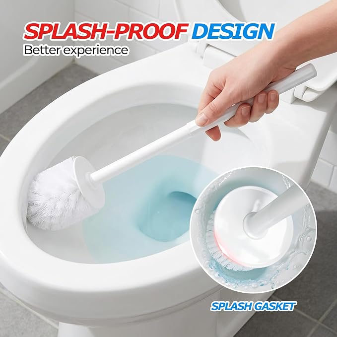 FORASTO 3Pack Toilet Bowl Brush and Holder Set - Restroom Cleaning Supplies | Ergonomic Handle, Bathroom Decor Accessories, Apartment Must Haves, Home Essentials for New Home, Cleaning Supplies
