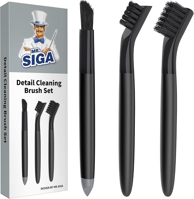 MR.SIGA Grout Cleaner Brush Set, Detail Cleaning Brush Set for Tiles, Sinks | Grout scub brush, small grout cleaning brush for crevice