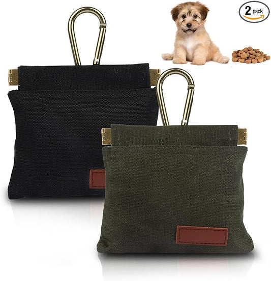 2Pcs Hands Free Dog Treat Pouches for Training, Walking and Outdoor Use | Dog Treat Bag with Carabiner, Hands Free, Auto Closing Pet Treat Pouch for Training,Walking, Hiking