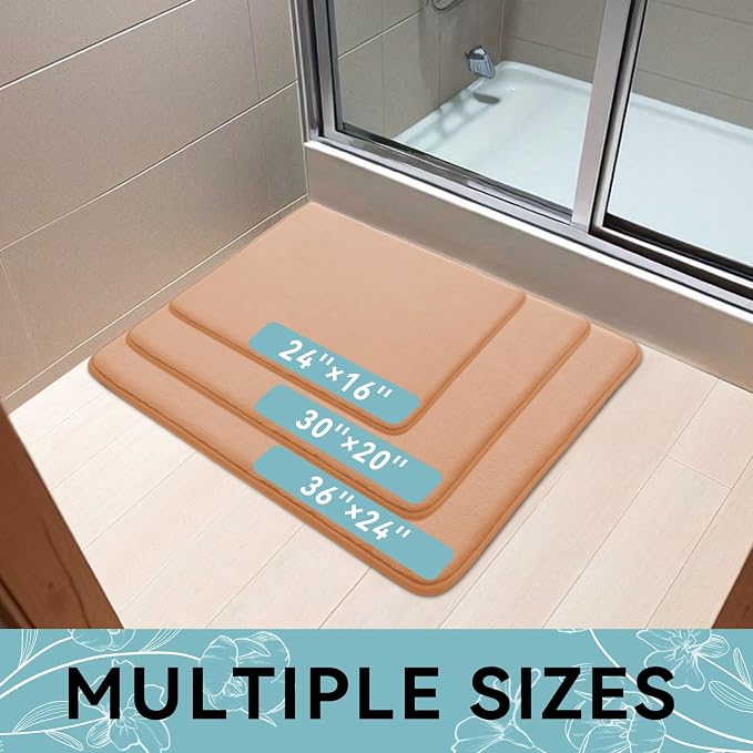 Smiry Memory Foam Bath Mat 30x20, Extra Soft and Absorbent Bathroom Rugs | Peach, Quick Dry Machine Washable Non-Slip Bath Mat for Bathroom Floor, Shower and Tub