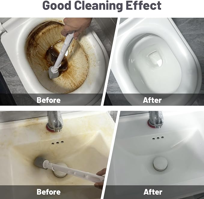 Upgrade Pumice Stone Toilet Bowl Cleaner,Bathroom Cleaner Brush Toilet Wand Refills with 30CM Long Handle for Remove Hard Water Stains with 1 Wand+ Pumice Stones (10 Pack)