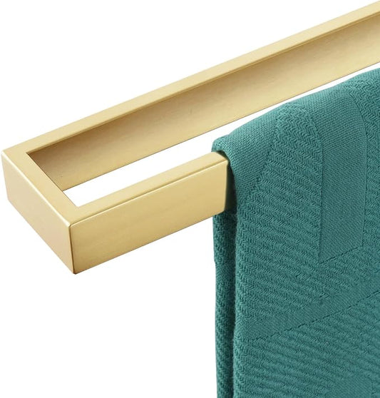 KOKOSIRI Towel Bar Brushed Gold Bath Towel Holder 16 Inch Kitchen Towel Hanger Rack Stainless Steel Bathroom Hardware Wall Mounted, 1 Pack B4008BG-L16