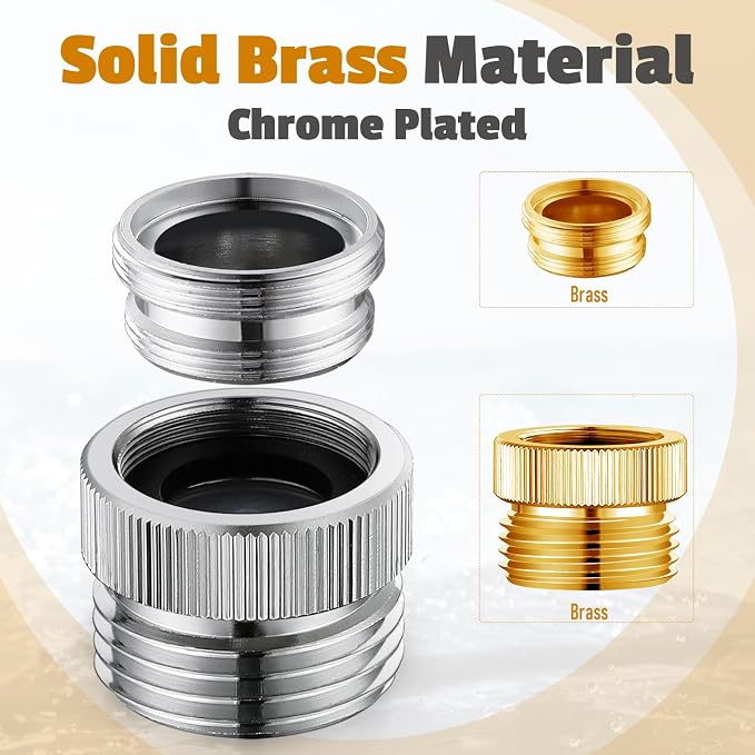 Faucet Adapter with Aerator Faucet to Hose Adapter, Faucet Adapter to Garden Hose Attachment for Sink Faucet to Garden Hose Adapter 3/4" GHT Thread Chrome