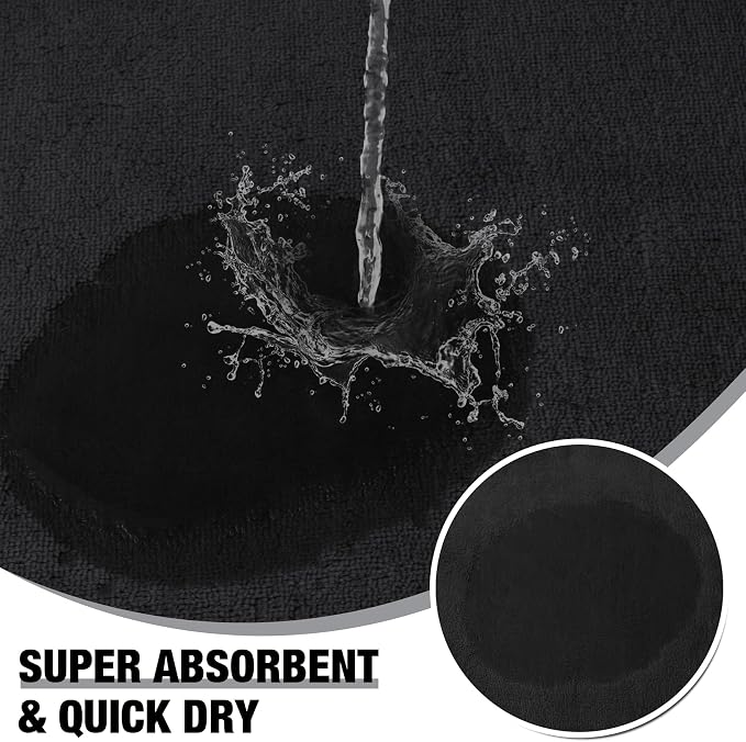 Narrow Bath Mat Long Black Skinny Memory Foam Bathroom Runner Rug Non Slip | Washable Soft Microfiber Bathroom Carpet Absorbent Bathrug for Tub,16" x 47"