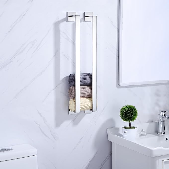 LANC 20-Inche Silver Towel Bars for Bathroom Wall Mounted Chrome Polished Bath Towel Racks Total-22” Towel Rods Stainless Steel Towel Rails for Lavatory Towel Holder Towel Hanger, A8804CP-5P1
