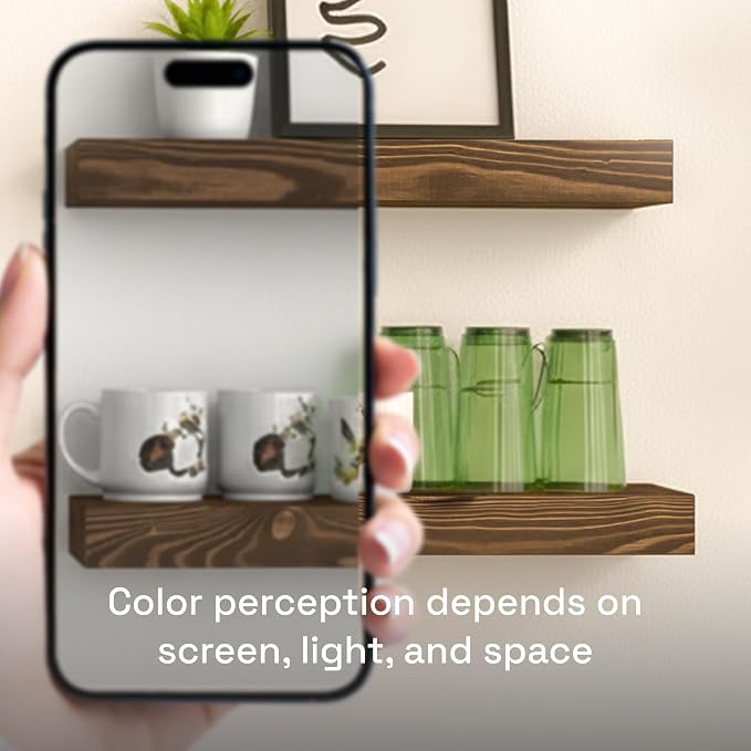 BAOBAB WORKSHOP Wood Floating Shelves for Wall 12 Inch Wide, Small Wooden Shelf Kitchen, Bathroom Shelves for Room Wall Mounted, Walnut Floating Shelves, 12W × 6.7D, Set of 2