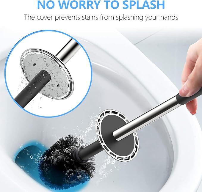 SetSail Toilet Brush, Compact Size Toilet Bowl Brush and Holder Toilet Brushes for Bathroom with Stainless Steel Handle Toilet Cleaner Brush with Durable Scrubbing Bristles, 2 Packs