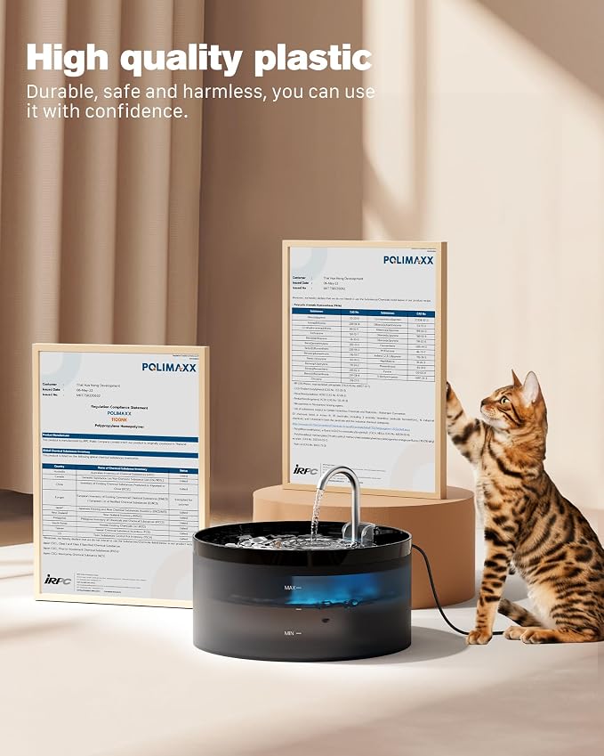 Black Cat Water Fountain: with 6 Carbon Filters + 3 Sponge Filters | 108oz/3.2L Pet Water Fountain Quiet Cat Water Fountains Indoor Faucet Cat Fountain for Cats and Dogs