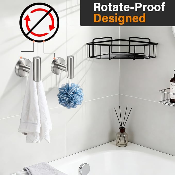 Nolimas Bathroom Towel Hooks SUS 304 Stainless Steel Coat Hook Round Clothes Towel Coat Robe Hook Cabinet Closet Door Sponges Holder for Bath Kitchen Garage Hotel,Wall Mounted, Brushed Nickel, 2Pack