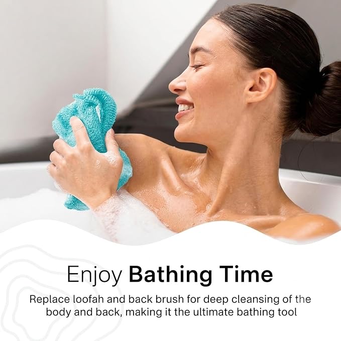 Multicolor Shower Bath Sponge, Gentle Skin Exfoliator for Body and Back Daily Bath Washing, Orange+Lilac+Lakeblue
