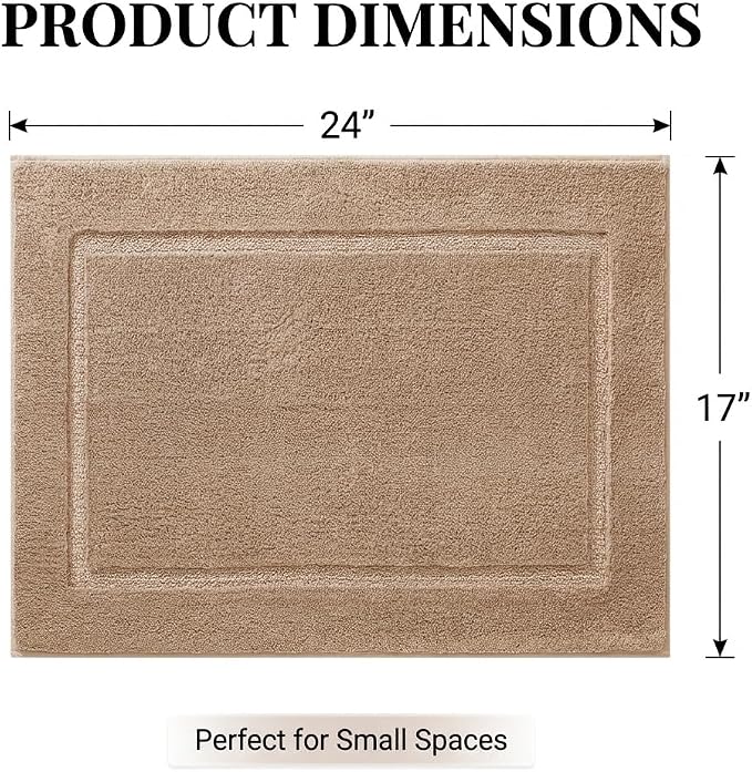 Bathroom Rugs 24"x17", Ultra Soft Thick Plush Fluffy Microfiber Absorbent Bath Mat, Non-Slip Backing, Machine Washable Bath Mats for Bathroom Floor, Tub and Shower, Home Decor Accessories, Brown