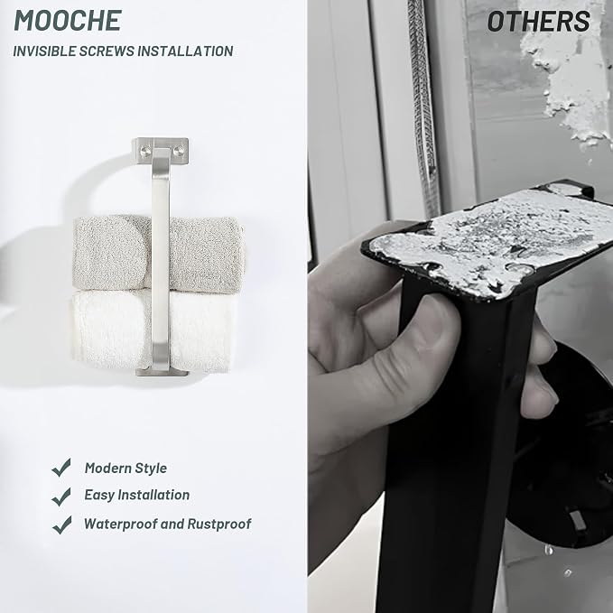 Mooche 2Pack Bathroom Towel Bar, 10 inch Towel Racks for Bathroom Wall Mounted, SUS304 Stainless Steel Heavy Duty Towel Holder Bathroom Accessories Modern Home Decor, Brushed Finished