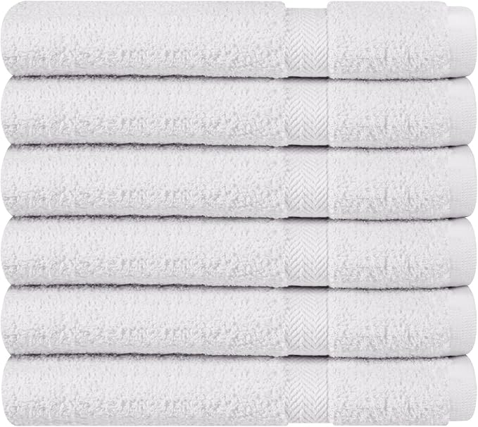 Towel and Linen Mart 100% Cotton White 6 Pack Bath Towel Set, Quick Dry, Super Absorbent, Light Weight, Soft Feel for Hotel, Spa and Bathroom (27 X 54) (White, 27 x 54 6 Pack)
