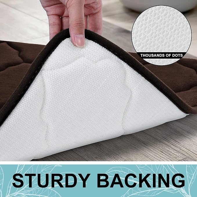 OLANLY Memory Foam Bath Mat Rug 36x24, Ultra Soft Bathroom Rugs, Brown | Thick Absorbent Carpet, Non-Slip Backing, Machine Washable, for Bathroom Floor, Tub, Shower and Home Decor Accessories