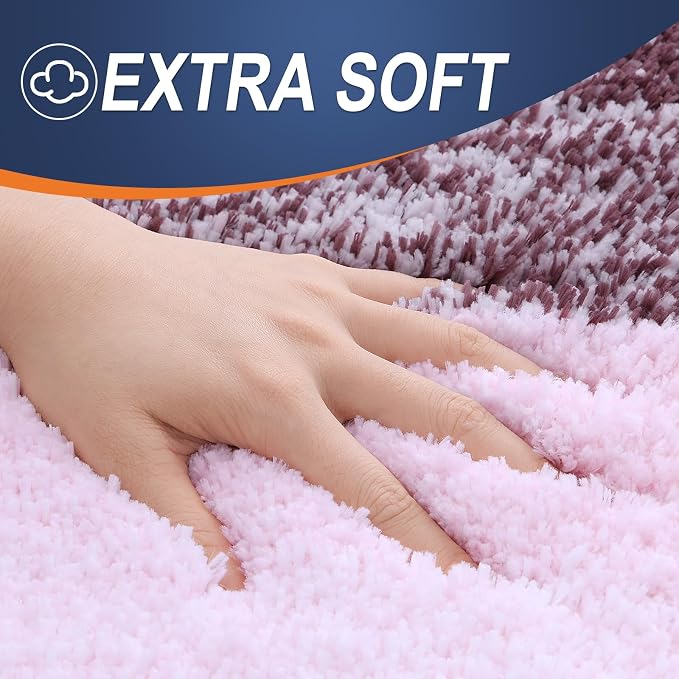 OLANLY Bathroom Runner Rug 45x27, Extra Soft Absorbent Microfiber Bath Rugs | Mauve, Non-Slip Quick-Drying Rubber Backing, Machine Washable Long Bath Mat for Floor, Tub and Shower, Home Decor Accessories