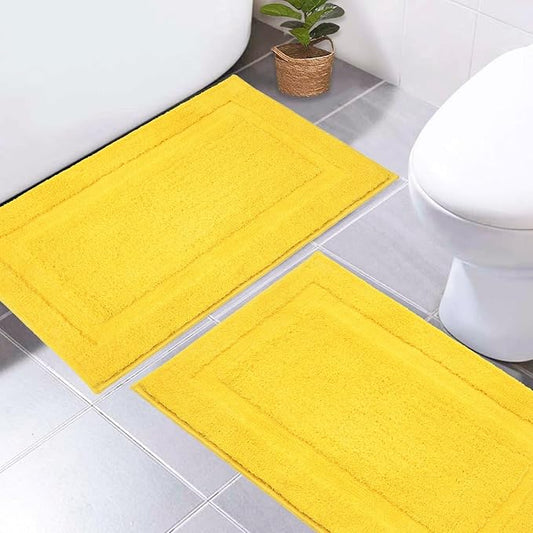 SHACOS Soft Microfiber Yellow Bathroom Rugs Sets 2 Pieces 32x20 inch | Absorbent Plush Bath Rugs, Non Slip Washable Shaggy Bath Mats, Fluffy Bathroom Runner Floor Mats Shower Rug