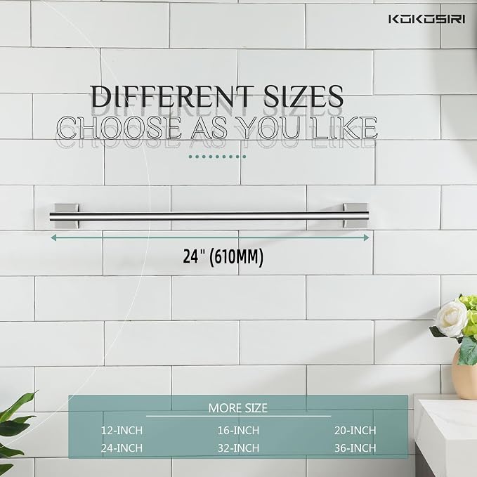 KOKOSIRI Bath Towel Bar Bathroom Towel Holder for Toilet Kitchen 24 Inch Necklace Holder Chrome Stainless Steel B4005CH-L24