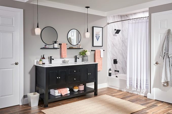 Moen Genta Matte Black Modern 6.8-Inch Length Hand-Towel Bar for Bathroom or Kitchen, BH3886BL (Pack of 2)