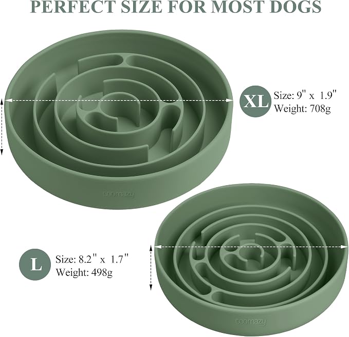 Coomazy Extra Large Slow Feeder Bowl, Silicone Dog Bowl with Suction Cups | Slow Feeder & Non-Slip Design, Boredom and Anxiety Reducer, Suitable for Large Dogs