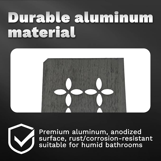 12 Inch Aluminum Brushed Black Shower Niche Shelf Rectangular Bathroom Niche Shelf with Floral Design Fits Prefabricated Tile Niches 1 Pack