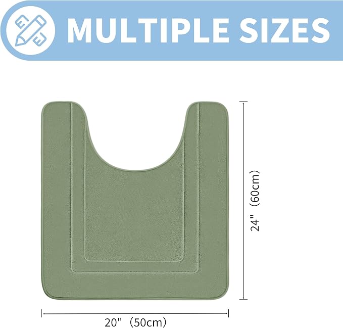 Cupic Cupid Memory Foam Bath Mat 24"×20", U-Shaped Bathroom Rugs，Sage Green | Soft Touch, Cushioned Comfort, Non Slip Bathroom Mat, Super Absorbent & Quick Dry, Machine Washable for Shower, Tub & Vanity