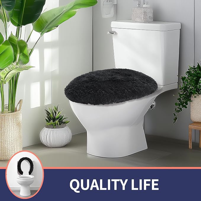 Soft Microfiber Toilet Seat Cover 17.5" x 15" Machine Washable | Solid Toilet Lid Cover Adjustable Rubber Backing Fits Most 16 -17.5" L x 14-16" W Round Oblong and Elongated Toilet Seat
