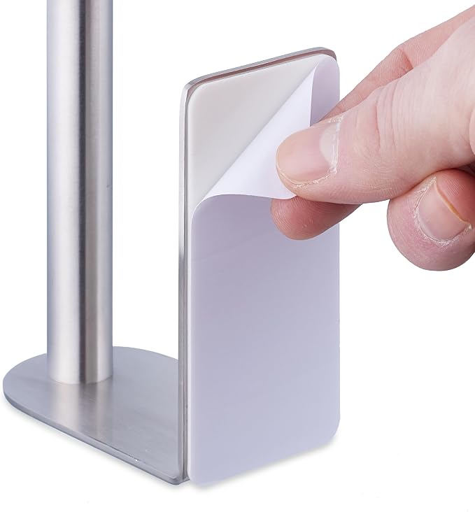 Relaxdays Replacement Roll Holder, Self-Adhesive, 2 Replacement Rolls, H x W x D: 26 x 4.5 x 7.5 cm, Toilet Paper Holder Wall, Silver