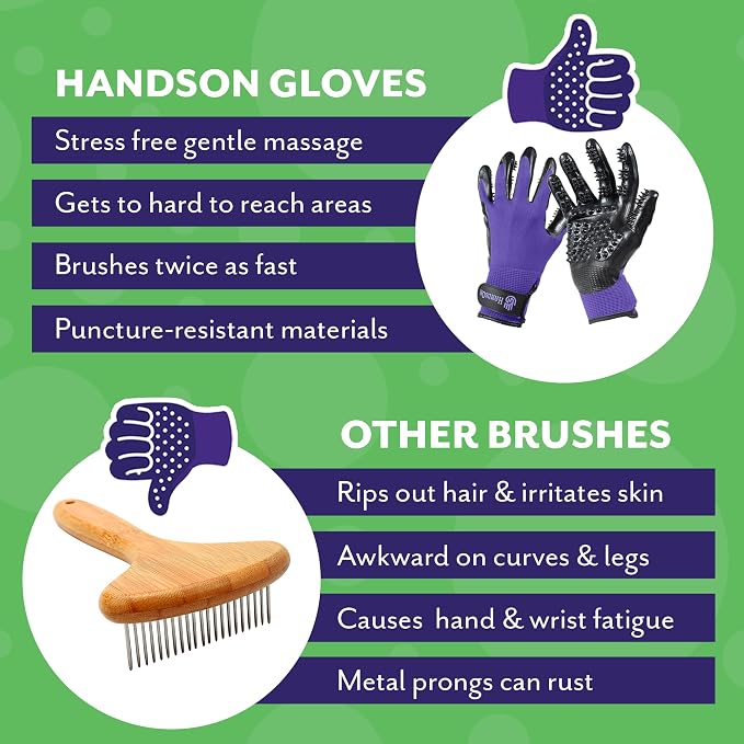 Pet Grooming Gloves - Patented #1 Ranked, Award Winning Shedding, Bathing, & Hair Remover Gloves - Gentle Brush for Cats, Dogs, and Horses (Black, Large)