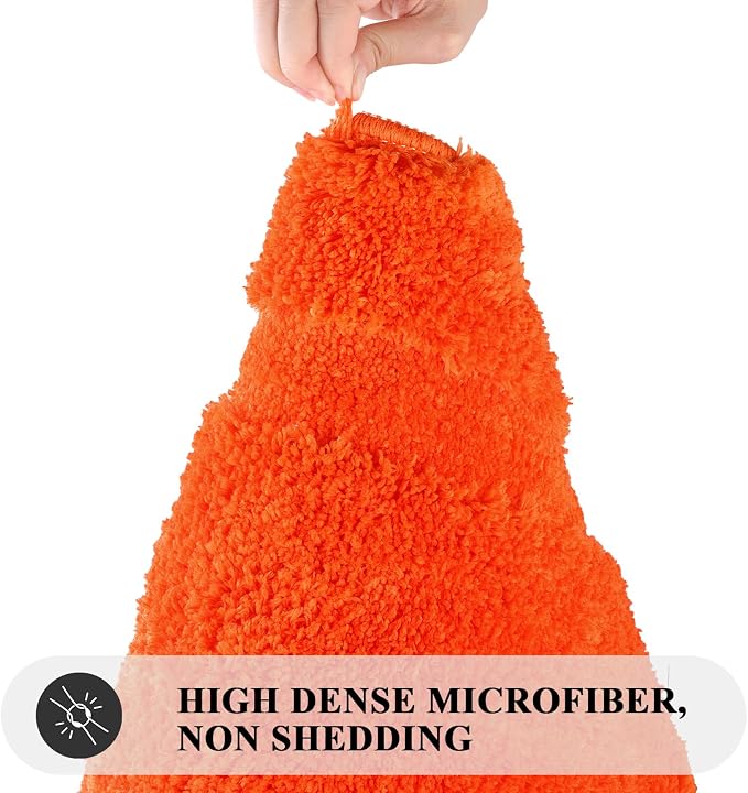 SHACOS Soft Microfiber Bathroom Rugs Set of 2 Pieces, Orange | 47x20 + 32x20, Absorbent Plush Bath Rugs, Non Slip Washable Shaggy Bath Mats, Fluffy Bathroom Runner Floor Mats Shower Rug