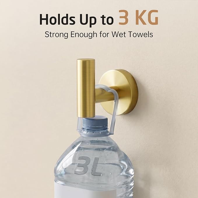 KES Wall Towel Robe Hook for Bathroom Kitchen Hanging Key Hat Coat Hooks SUS304 Stainless Steel Brushed Gold 4 Pack, A2164-BZ-P4