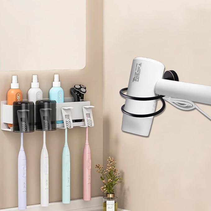 Bathroom Hair Dryer Holder Hair Care Tools Holder Wall Mount Chrome Finished Stainless Steel-Balck