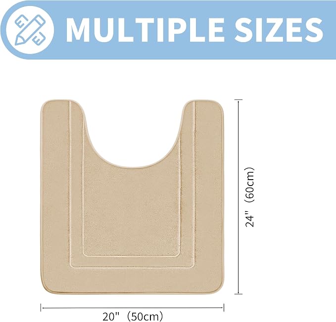 Cupic Cupid Memory Foam Bath Mat 24"×20", U-Shaped Bathroom Rugs，Deep Khaki | Soft Touch, Cushioned Comfort, Non Slip Bathroom Mat, Super Absorbent & Quick Dry, Machine Washable for Shower, Tub & Vanity