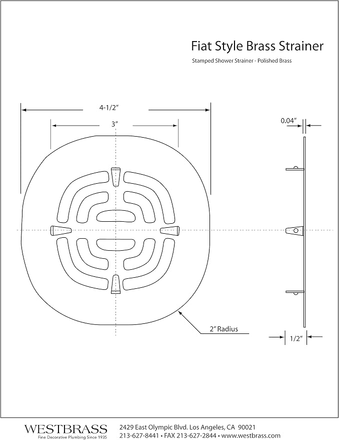 Westbrass A316-50 4-1/2" OD Brass Snap-in Shower Strainer Grid Drain Cover, Powder Coat White