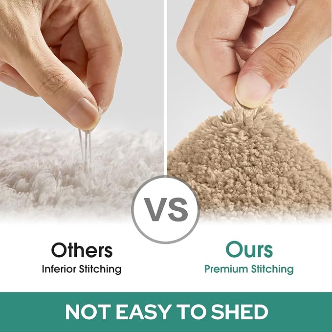 HOMEIDEAS Bathroom Rugs Sets 2 Piece, U-Shaped Toilet Rug Khaki | Super Soft and Absorbent Non Slip Microfiber Bath Rug，Machine Washable, for Bathroom, 20"x32"+U Shape 20"x24"