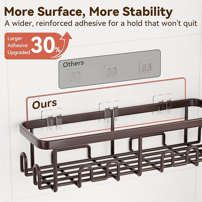 YASONIC Shower Caddy Adhesive, 100% Rustproof Shower Organizer with Soap and Toothbrush Holder, Large Capacity Shower Shelves for Inside Shower, No Drill Shower Storage for Home (5 Pack Bronze)