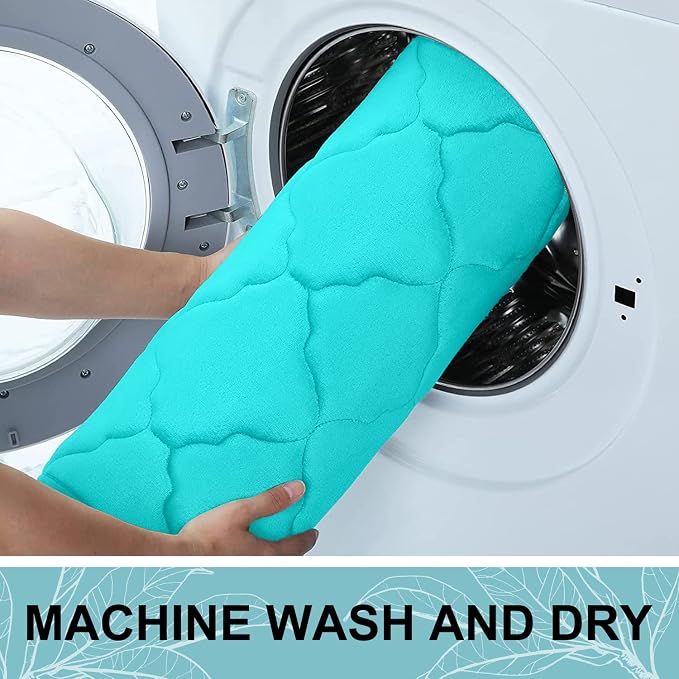 OLANLY Memory Foam Bath Mat Rug 47x24, Ultra Soft Bathroom Rugs, Teal | Thick Absorbent Carpet, Non-Slip Backing, Machine Washable, for Bathroom Floor, Tub, Shower and Home Decor Accessories