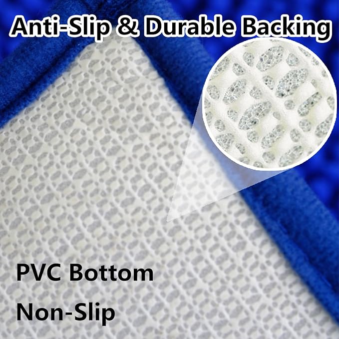 Bathroom Rugs Sets 2 Piece, Extra Soft Chenille Bath Mat Ultra Absorbent Bathroom Rug, Bathroom Mat with Sturdy PVC Non-Slip Bottom, Machine Washable Bath Rugs (20x32 Inch + 16x24 Inch, Royal Blue)