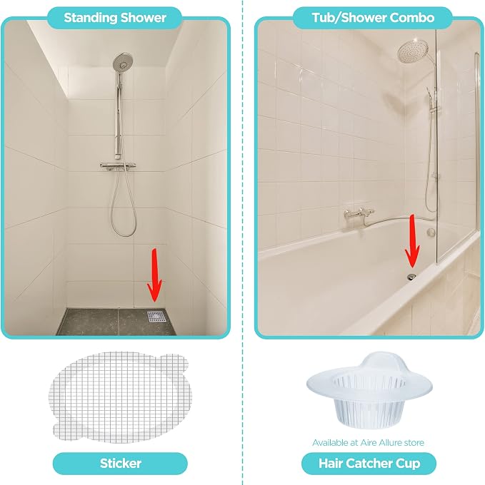 25 Pack Disposable Shower Drain Hair Catcher Mesh Stickers - Peel & Stick Drain Strainers to Prevent Clogs, Strong Waterproof Adhesive, Mess-Free Disposable Drain Covers for Shower & Bathtub