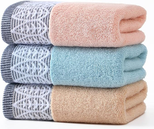 3 Pack Leaf Print Hand Towels, Decorative Cotton Soft | Highly Absorbent Towels Set for Bathroom, Face Spa, Kitchen, 13 x 30 Inches