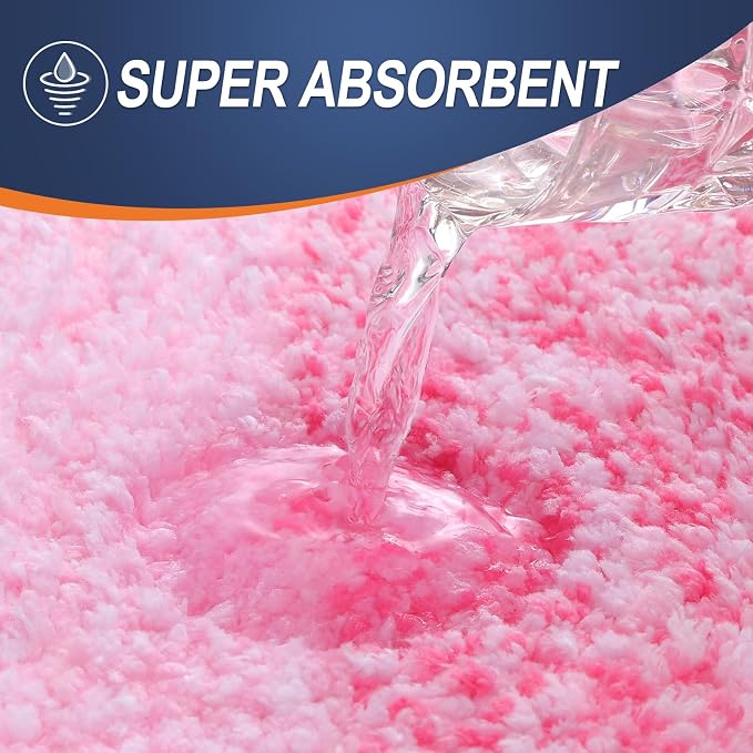 OLANLY Bathroom Rugs Mat 34x21, Extra Soft Absorbent Microfiber Bath Rugs | Pink, Non-Slip Quick-Drying Rubber Backing, Machine Washable Plush Bath Mat for Floor, Tub and Shower, Home Decor Accessories