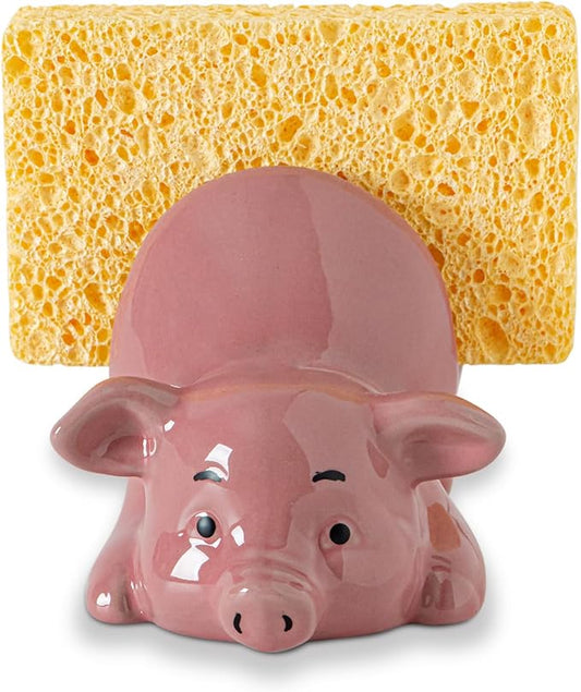 Pig Sponge Holder For Kitchen Sink Sponge Holder Ceramic Dish Sponges Holder Pink Kitchen Sponge Holders - Adorable And Functional Sink Caddy