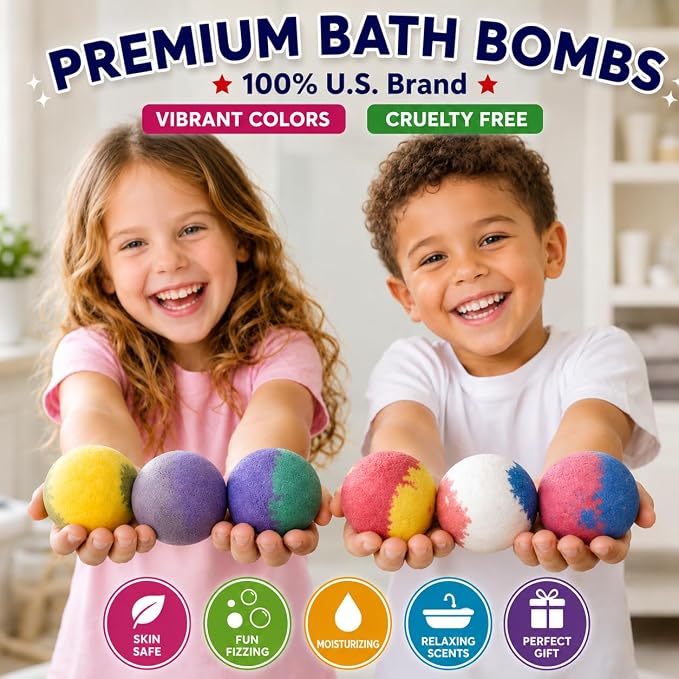 EvolutionUSA 6pc Epic Superhero Bath Bombs for Kids – Childrens Super Hero Bath Bombs Toy Inside, Organic Bathbomb with Surprise, Superhero Bath Fizzers, Fun Bathbombs Easter, Christmas, Birthday