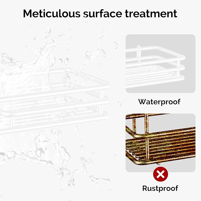 Orimade Over The Door Shower Caddy Adjustable 3 Tier White,Bathroom Hanging Organizer Shelf Rustproof with 4 Hooks,Shower Basket with Soap Holder and Suction Cup