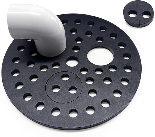6-1/2 inch Drain Cover with Integrated Ports, Floor Drain with Removable Round Disc, 6.5" Garage Drain Cover Replacement Solution, Floor Strainer, 1PCS