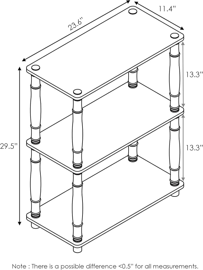 Furinno Turn-N-Tube 3-Tier Compact Multipurpose Shelf Display Rack with Classic Tube, Sonoma Oak/White