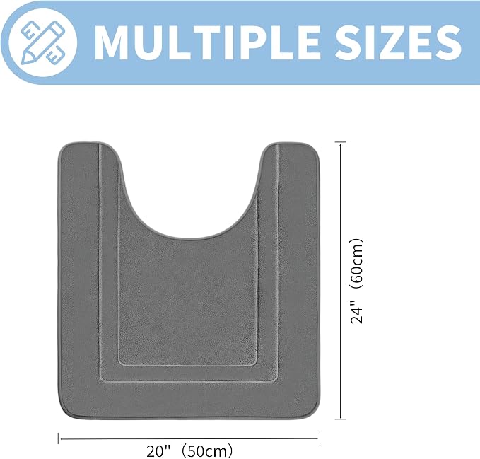 Cupic Cupid Memory Foam Bath Mat 24"×20", U-Shaped Bathroom Rugs, Deep Gray | Soft Touch, Cushioned Comfort, Non Slip Bathroom Mat, Super Absorbent & Quick Dry, Machine Washable for Shower, Tub & Vanity