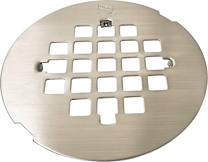 Westbrass D319-2-07 4-1/4" OD Casper Style Brass Snap-in Shower Strainer Grid Drain Cover, Satin Nickel (2-Pack)