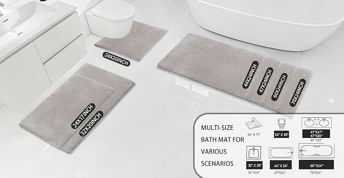 MINIDEAR Bathroom Rugs 44x24 Tan - Thick Memory Foam Bath Mat, Ultra Soft & Plush Fluffy, Non-Slip, Quick Dry, Absorbent Washable Floor Microfiber Mat for Tub, Home Decor Accessories