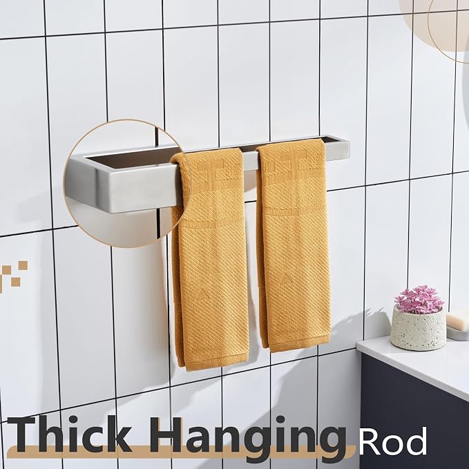 KOKOSIRI Towel Bar Brushed Nickel Bath Towel Hanger Holder 16-Inch Kitchen Rack Stainless Steel for Bathroom Hardware Wall Mount, 1 Pack B4008BR-L16